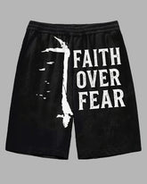 Big Men's Street Fashion Cross with Funny Letters Prined Casual Shorts